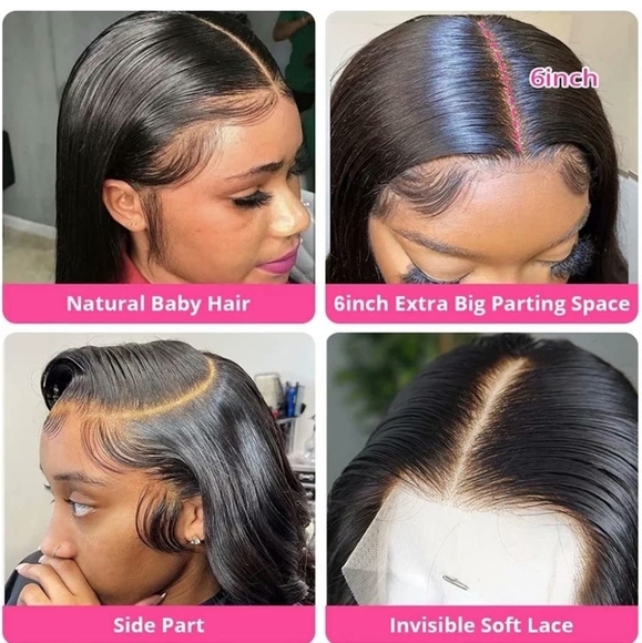 180 Density HD Transparent Lace Front Wigs Human Hair Silky Straight 13x6 - Picture 3 of 4